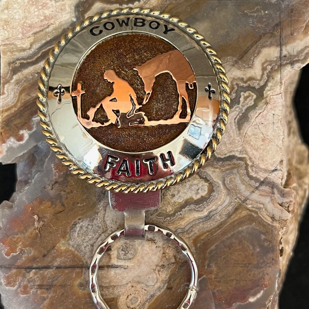 Hand crafted Cowboy Faith Keychain